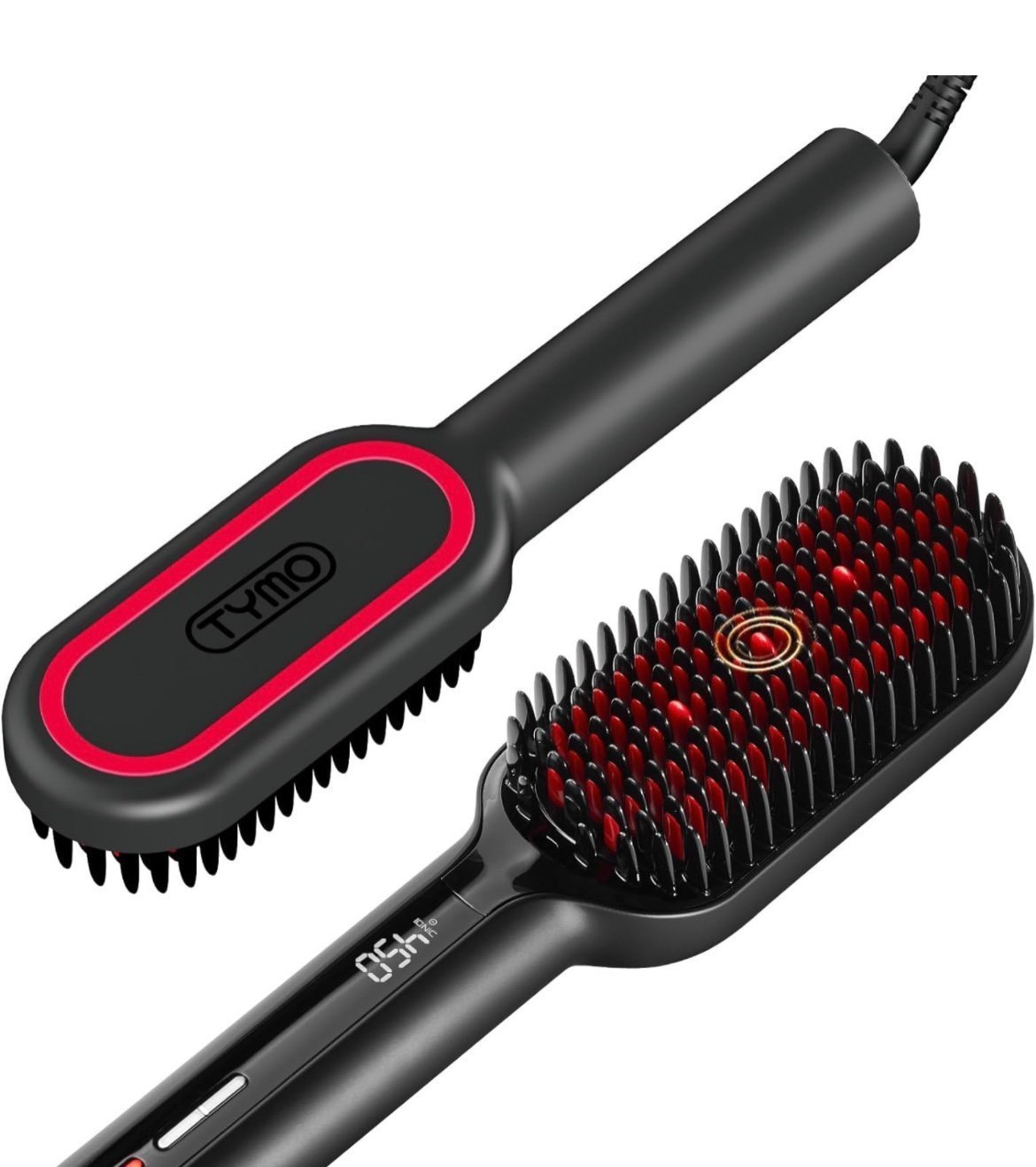 TYMO Upgraded Hair Straightener Brush - Ionic Plus Straightening Brush with Dens