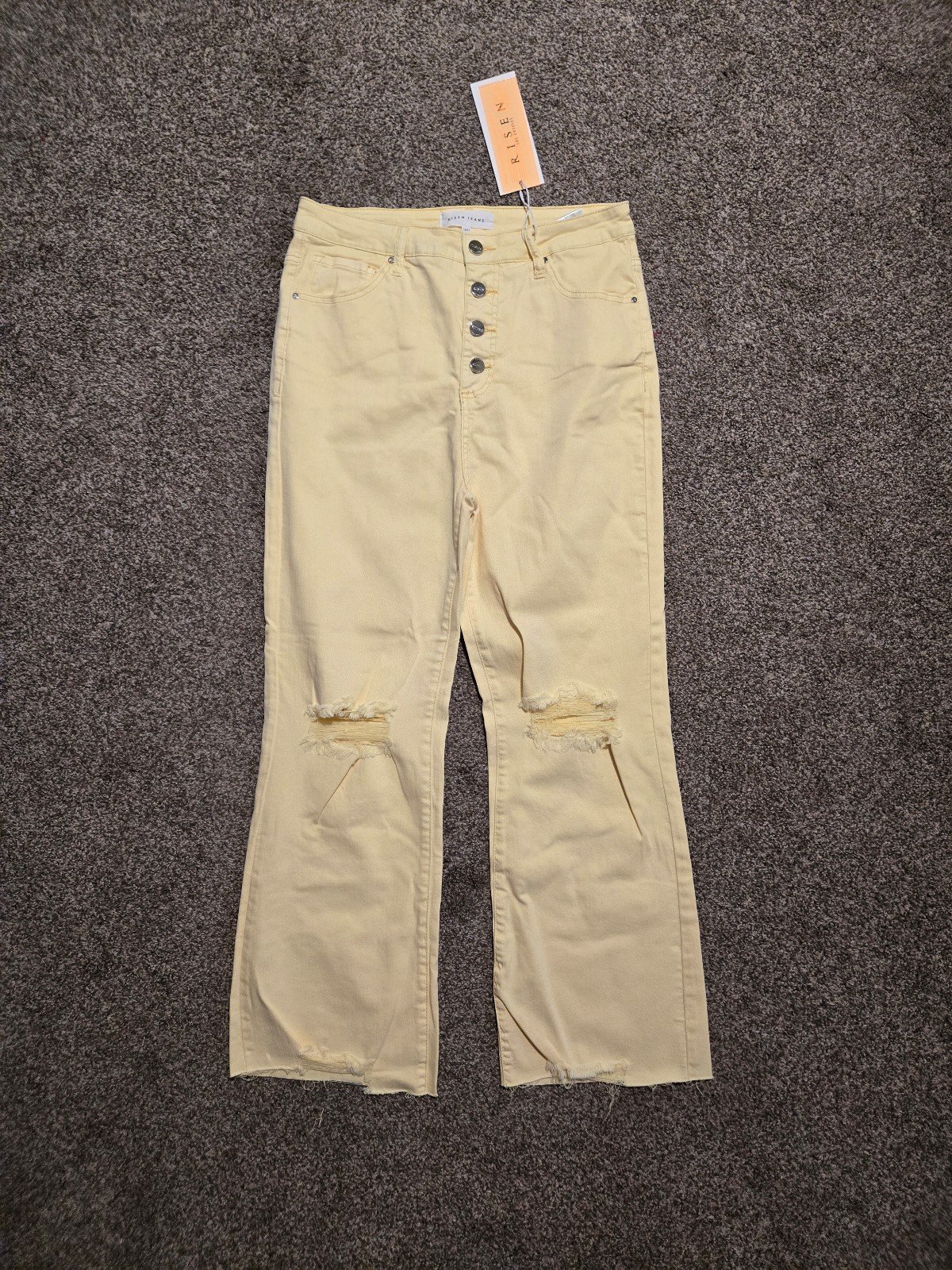 Brand new!! NWT Risen stretchy distressed denim raw hem jeans size 13/31