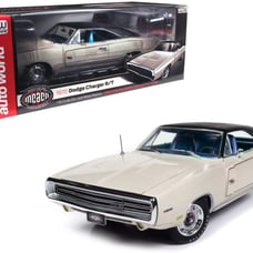 1970 Dodge Charger R/T EW1 White with Black Vinyl Top and Blue Metallic Interior
