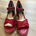 NIB Ecco Sandal Red Nova Shape 35 MM Leather Sandal Size 41, 10-10.5