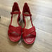NIB Ecco Sandal Red Nova Shape 35 MM Leather Sandal Size 41, 10-10.5