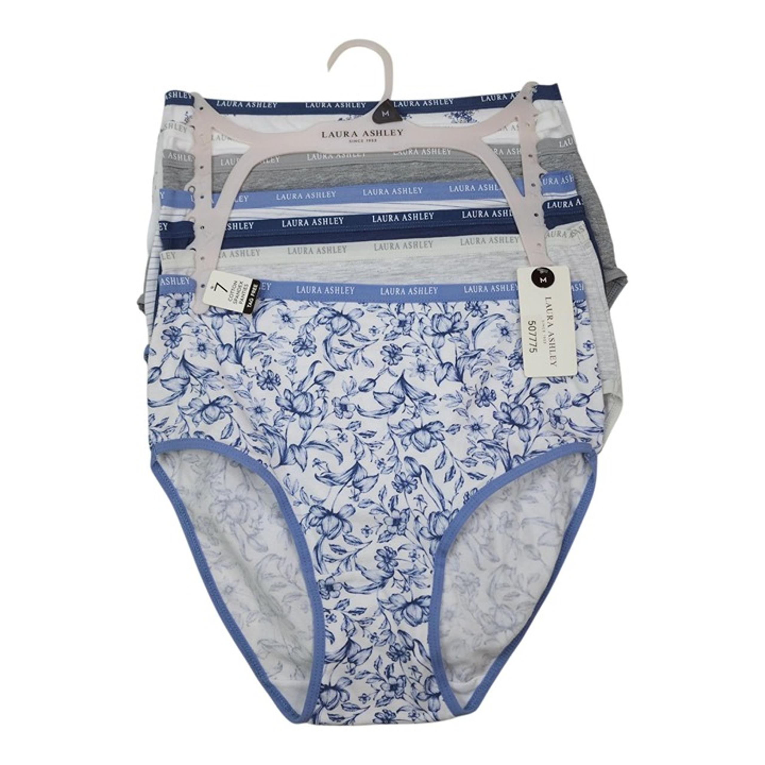 Laura Ashley 7 Pack Cotton Spandex Tag Free Panties Brief Size M Floral Solid