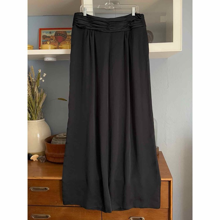 GIORGIO ARMANI Black Label Borgo 21 Satin Wide Leg Pants Palazzo Sz 46
