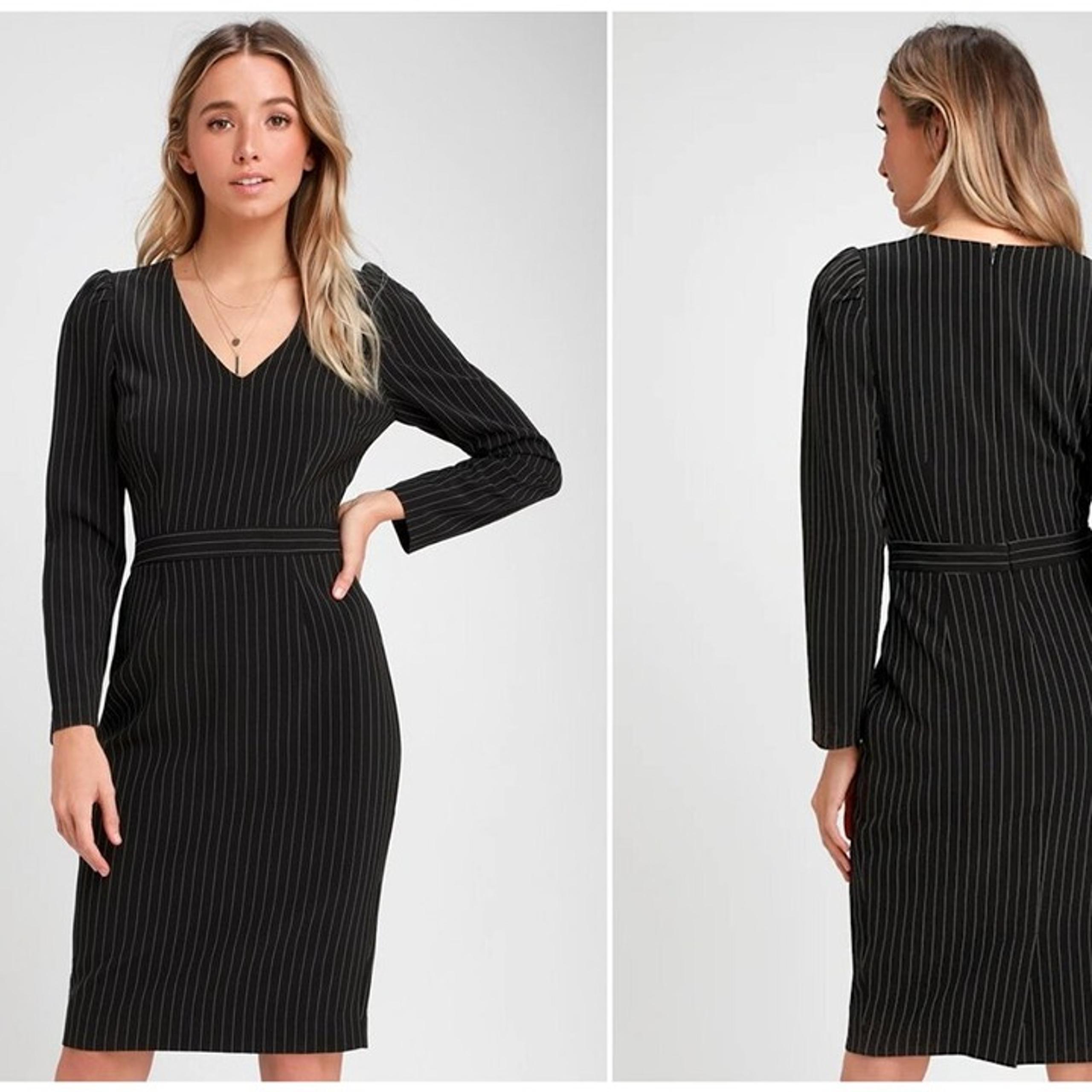 Ali & Jay dress Black Striped Long Sleeve Midi Dress Midi  LIKE NEW, S Women
