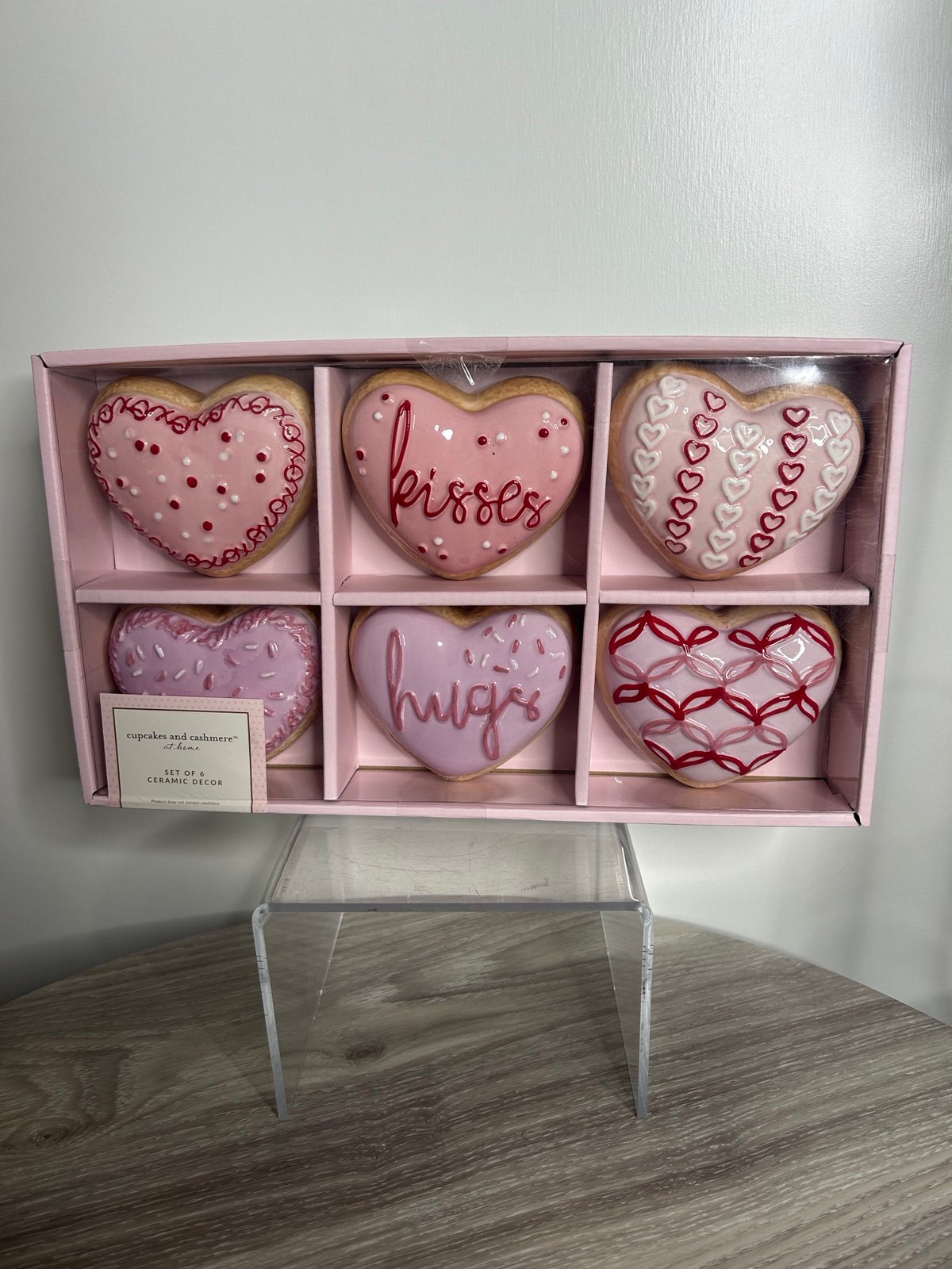 Cupcakes and Cashmere Valentines Donut Hearts Decor Set of 6