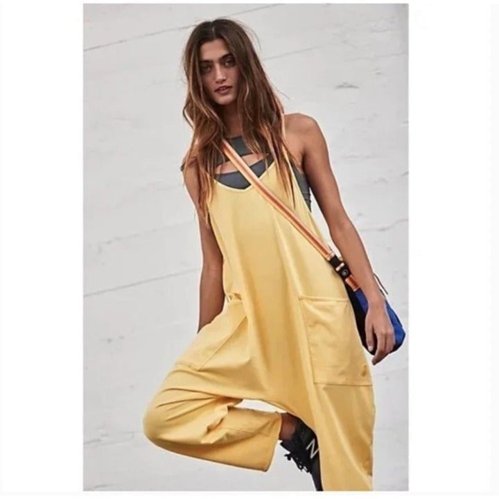 NWT Free People Hot Shot Onesie Jumpsuit Sunny Side Gold Yellow