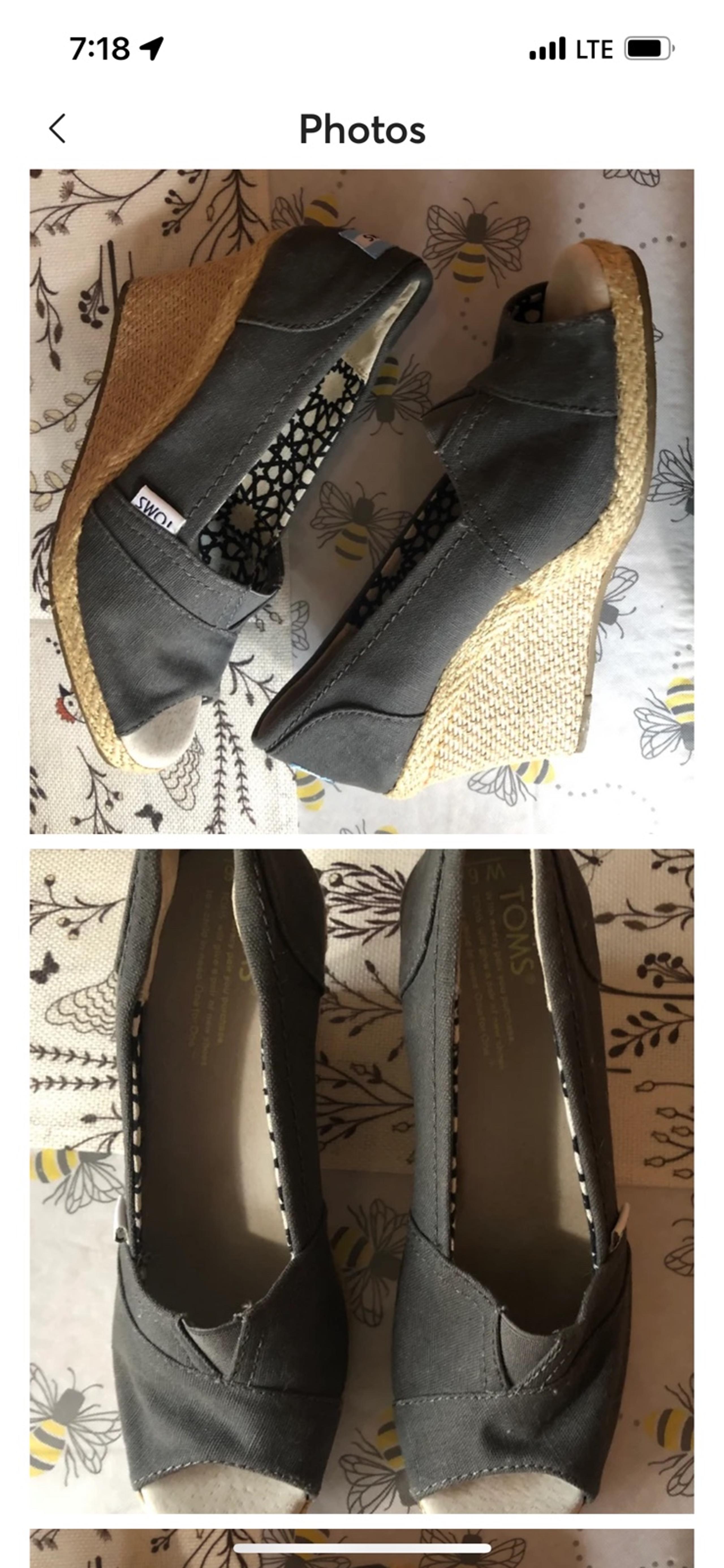 TOMS grey/black wedge shoe