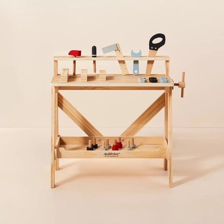 Hearth & Hand Magnolia Wood Toy Tool Bench Playset - 32pc