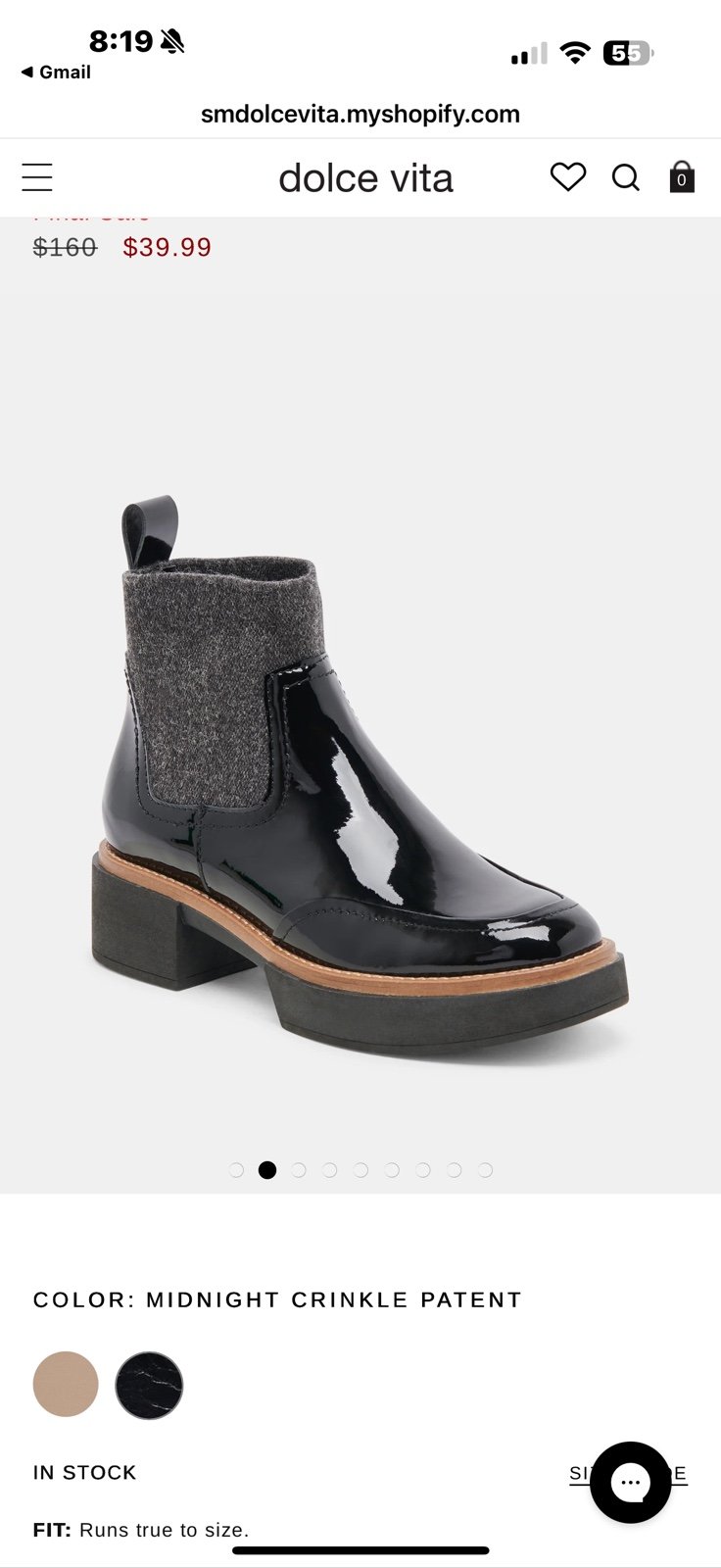 Dolce Vita SALINE H2O WIDE BOOTIES MIDNIGHT CRINKLE PATENT RAIN BOOTS