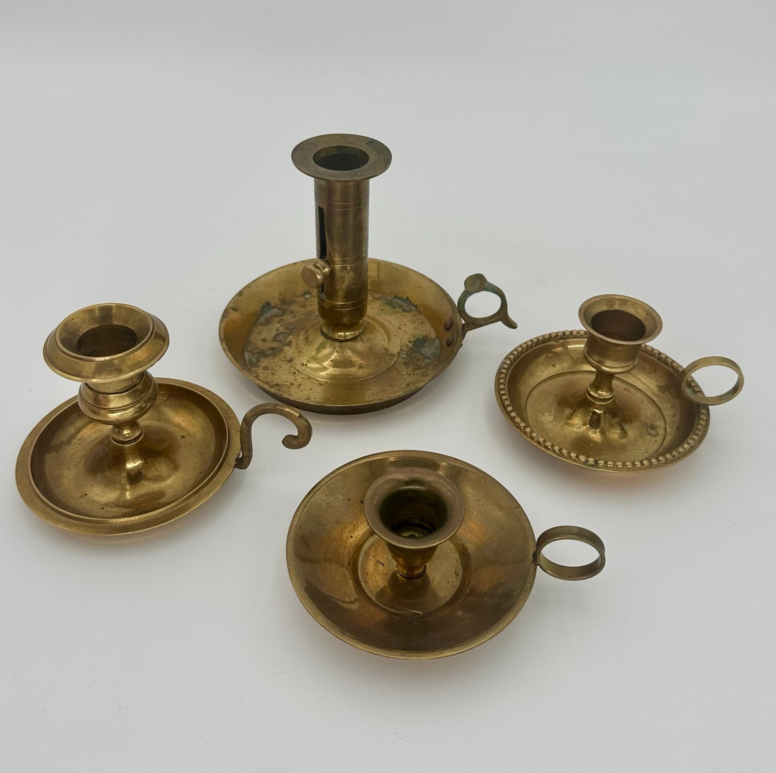 Vintage Round Brass Candleholders Set of 4