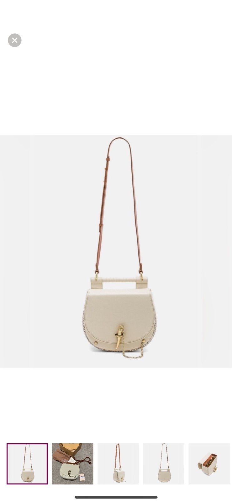 Sancia Babylon Bar Tooth Bag in Ecru & Whiskey with Box and Dust Bag