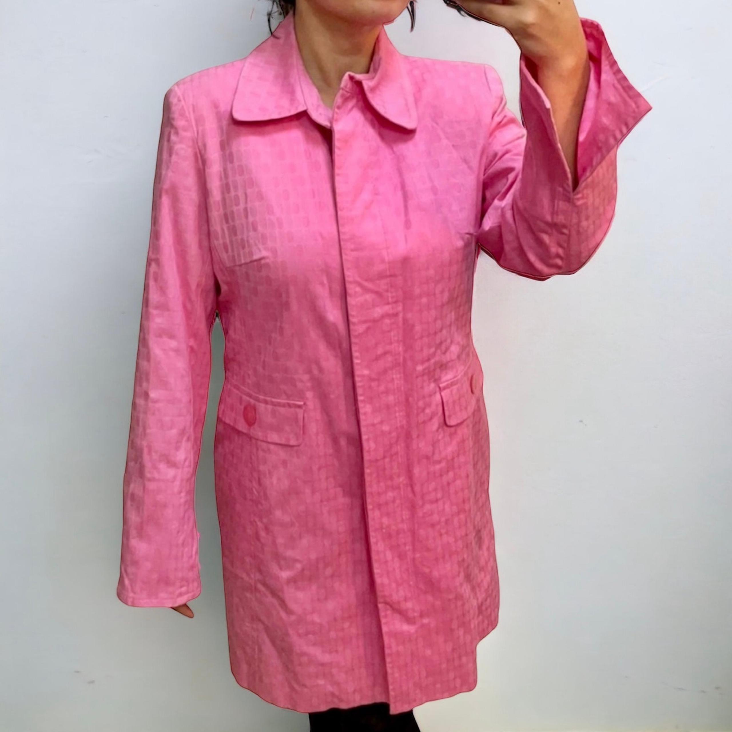 Apt 9 Bubble Gum Pink Womens Size 12 Button Up Trench Coat Vintage Jacket