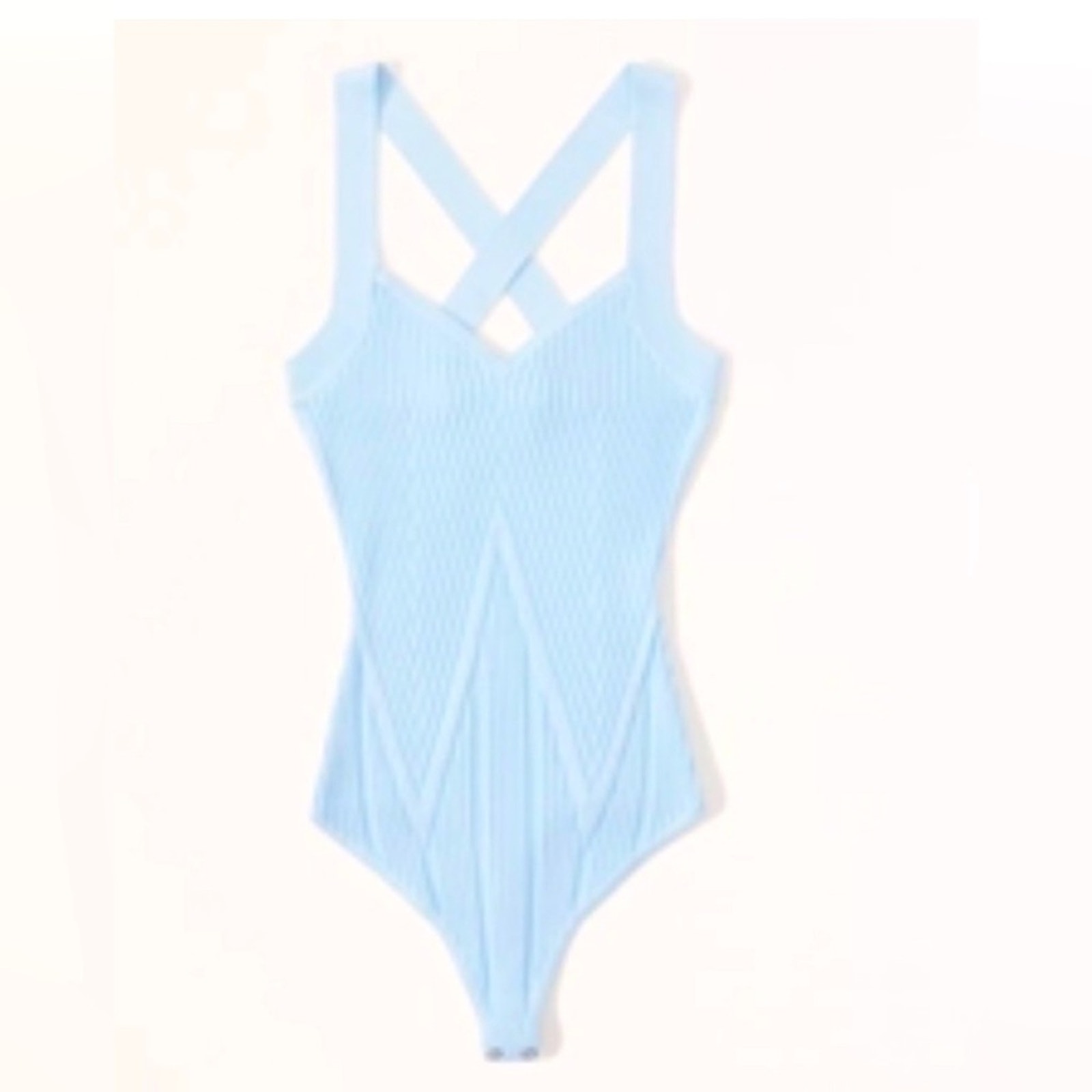 Abercrombie & Fitch Sweetheart Cross-Back Bodysuit Baby Blue Small X1201