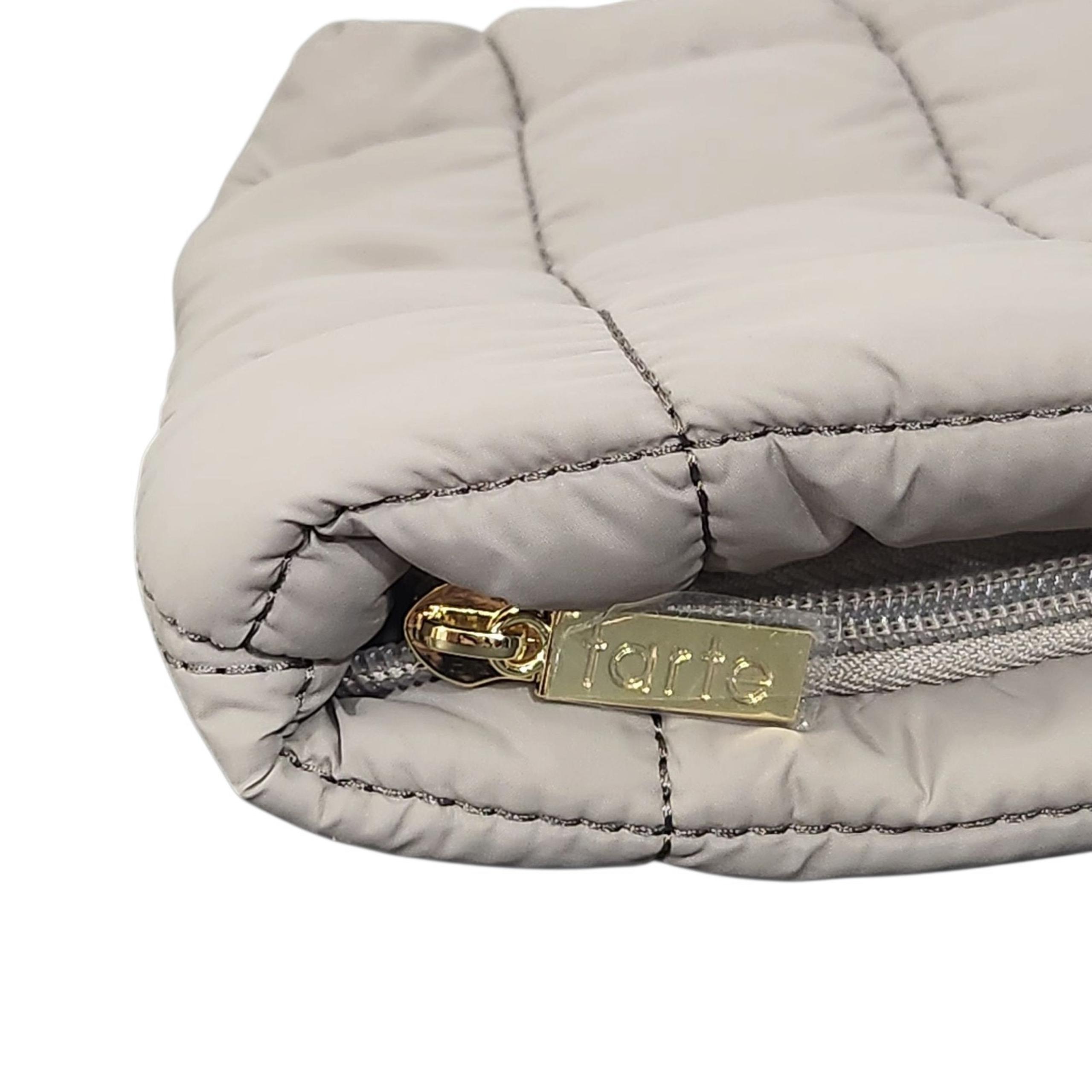 NWT TARTE PUFFY QUILTED MAKEUP BAG GREY SLATE COSMETIC TRAVEL ULTA BEAUTY