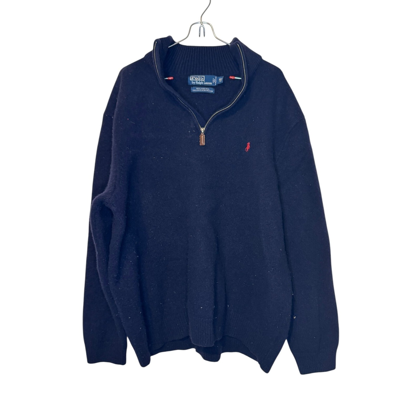 Polo Ralph Lauren Mens Sweater Lambs Wool 1/4 Zip Long Sleeve Navy Tall 3XLT