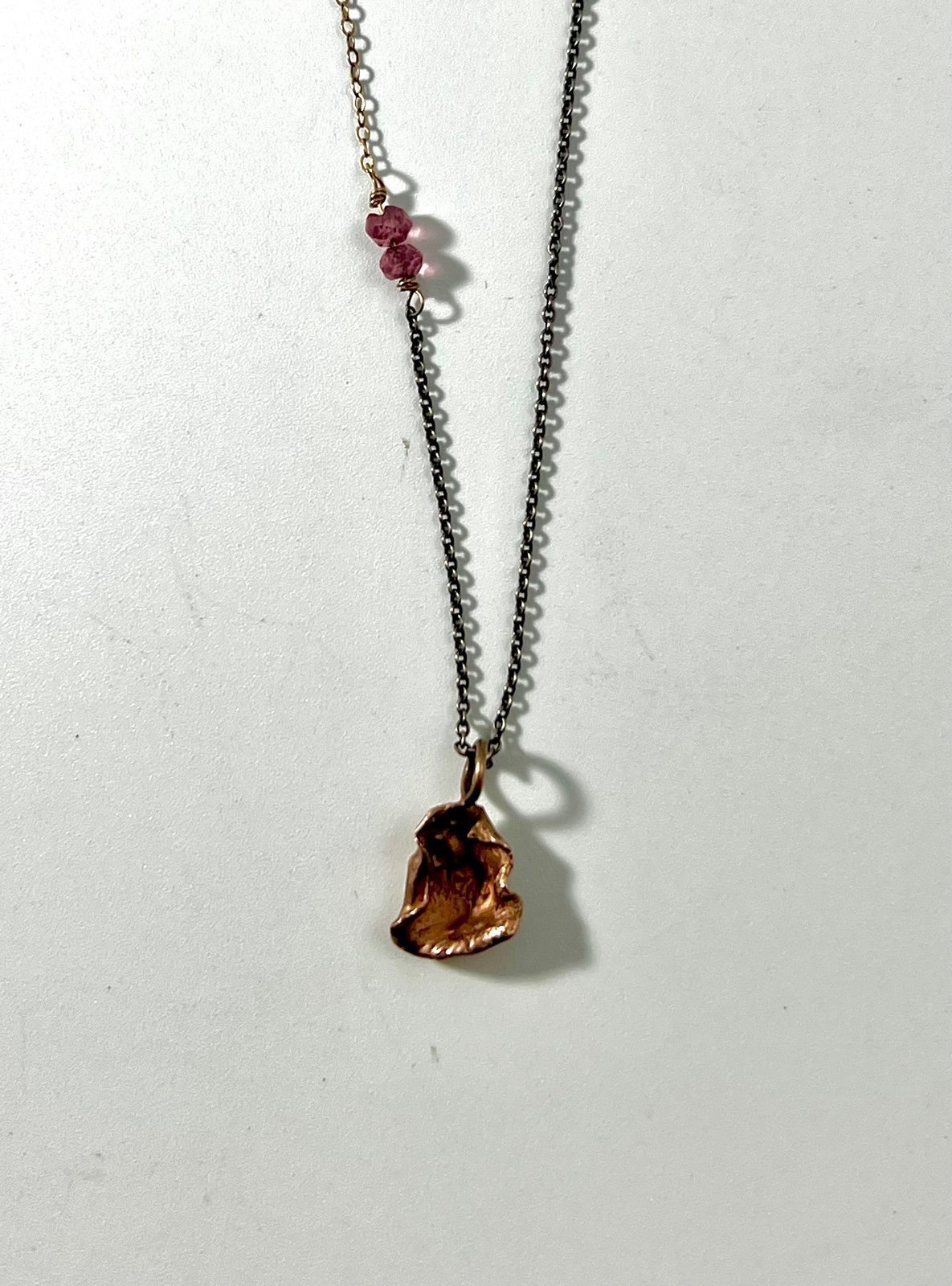 14k Gold Nugget & Ruby 14k Gold/Sterling Chain Necklace Acid Tested 28