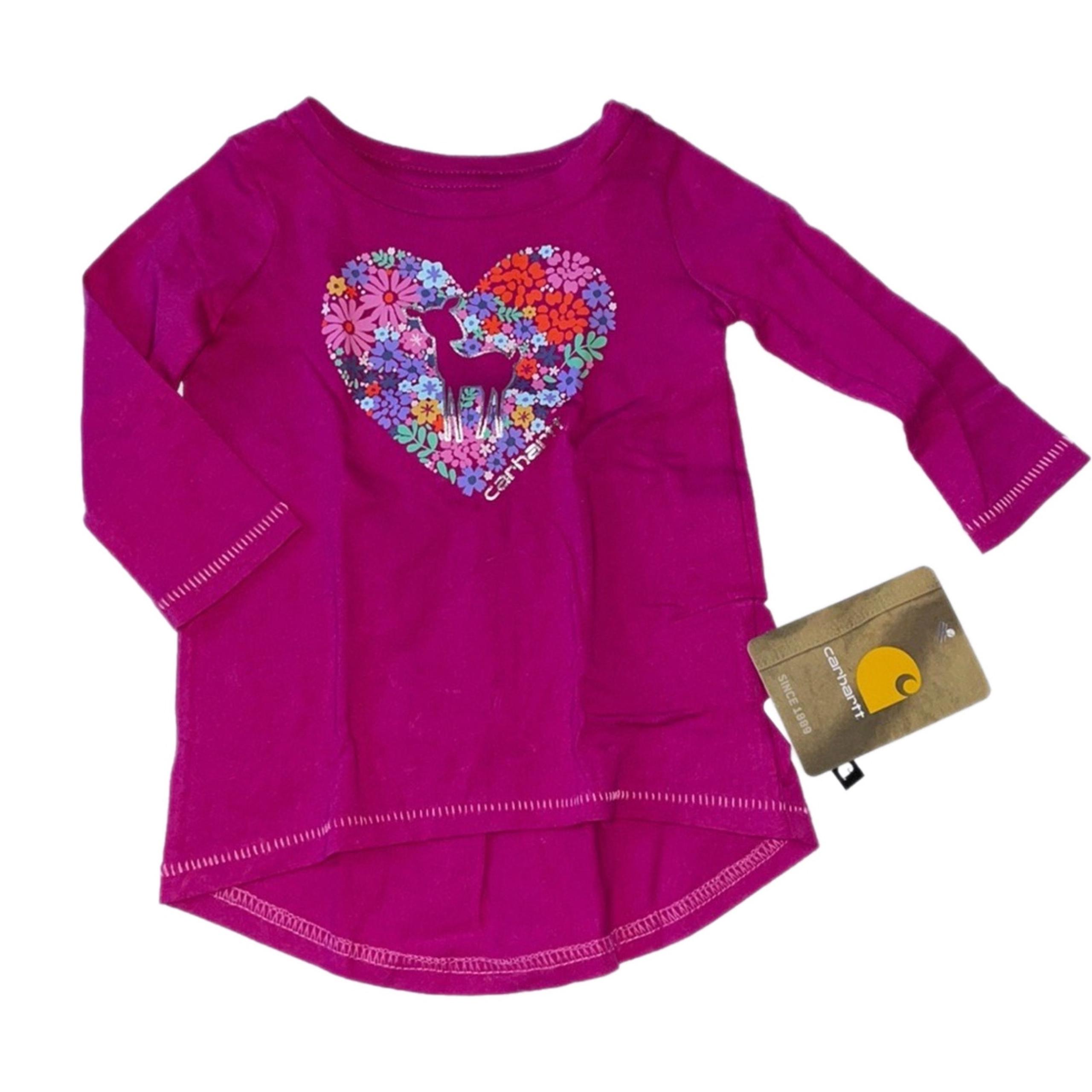 Dear Heart Long Sleeve T-Shirt Baby Girl Size 6 Months Pink - Carhartt