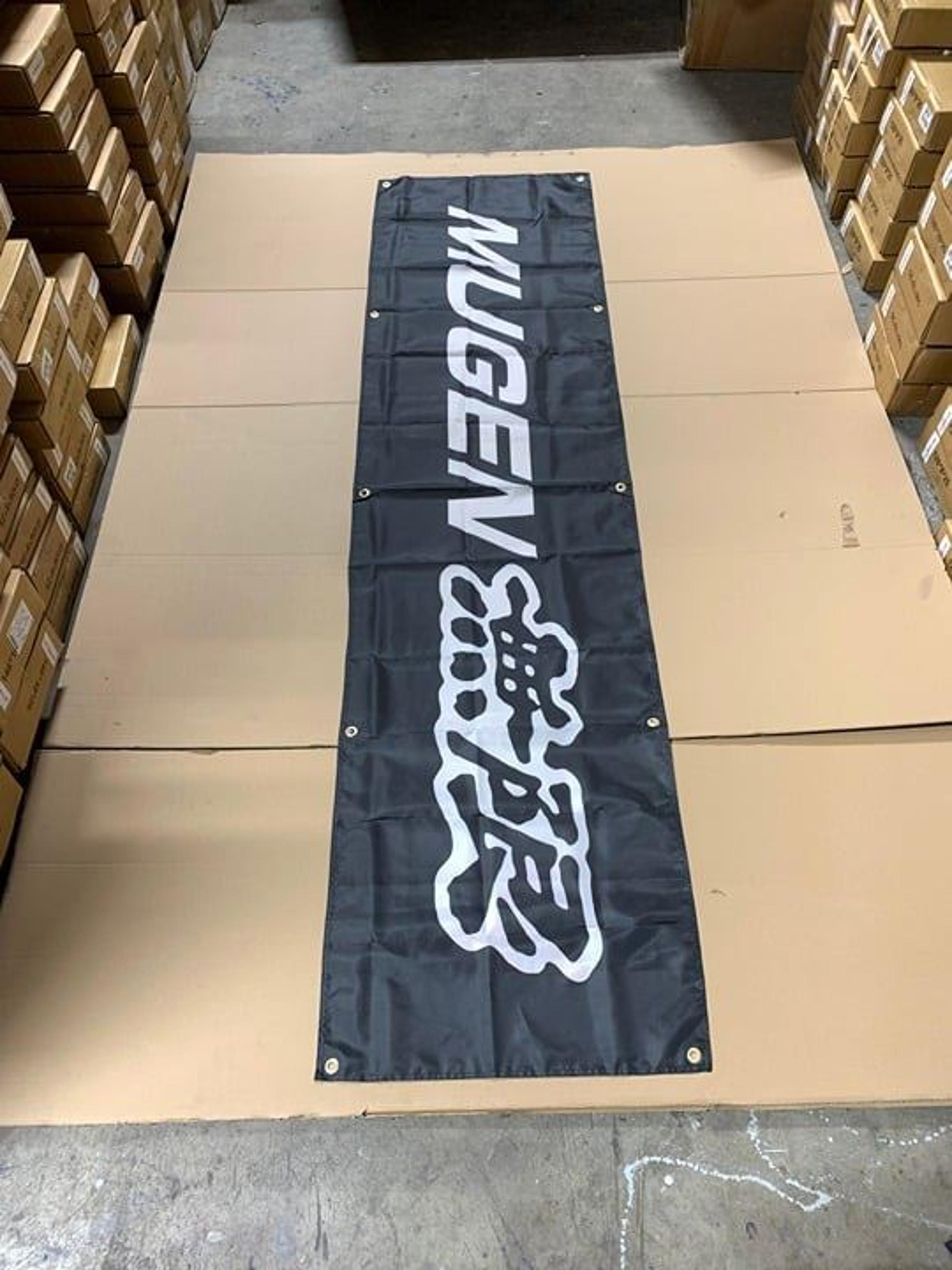 Mugen Black Banner Flag 2x8ft 60x240cm Poly Garage Shop Wall Decor