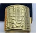 Vintage Bracelet heavy estate bangle signed gold tone alligator print hinged 6.5