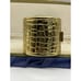 Vintage Bracelet heavy estate bangle signed gold tone alligator print hinged 6.5