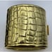 Vintage Bracelet heavy estate bangle signed gold tone alligator print hinged 6.5