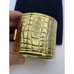 Vintage Bracelet heavy estate bangle signed gold tone alligator print hinged 6.5