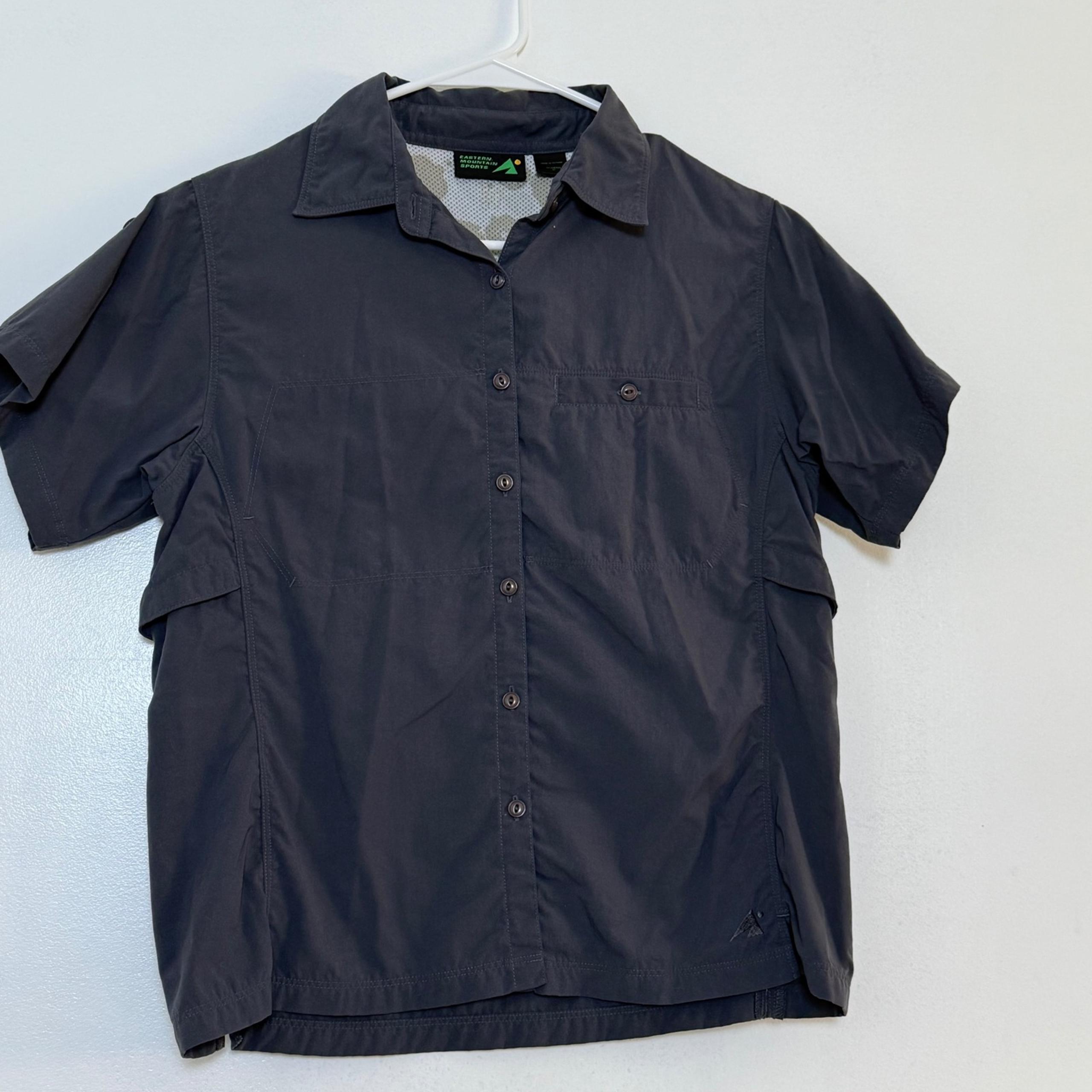 Eastern Mountain Sports Hiking Shirt Vented Back Short Sleeve Womens M Grey