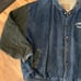Mens vintage 90s three rivers color block faded denim bomber jacket sz 3XL blue
