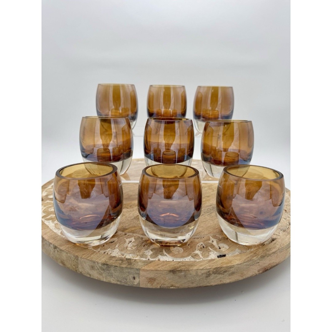MIKASA Home Accents Solaris Glass Amber Votive Candle Holders Set Of 9