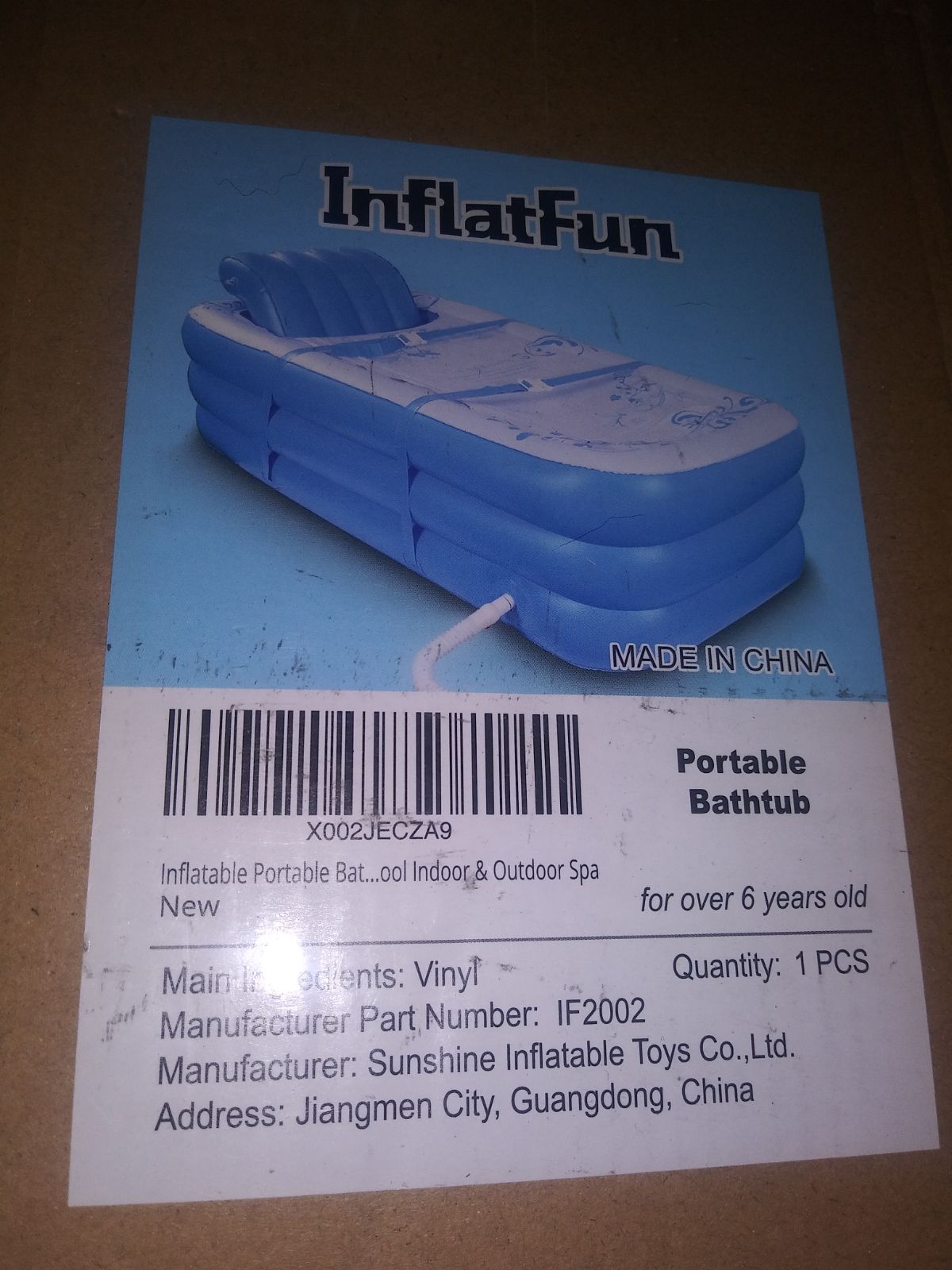 Inflatable adult bath tub