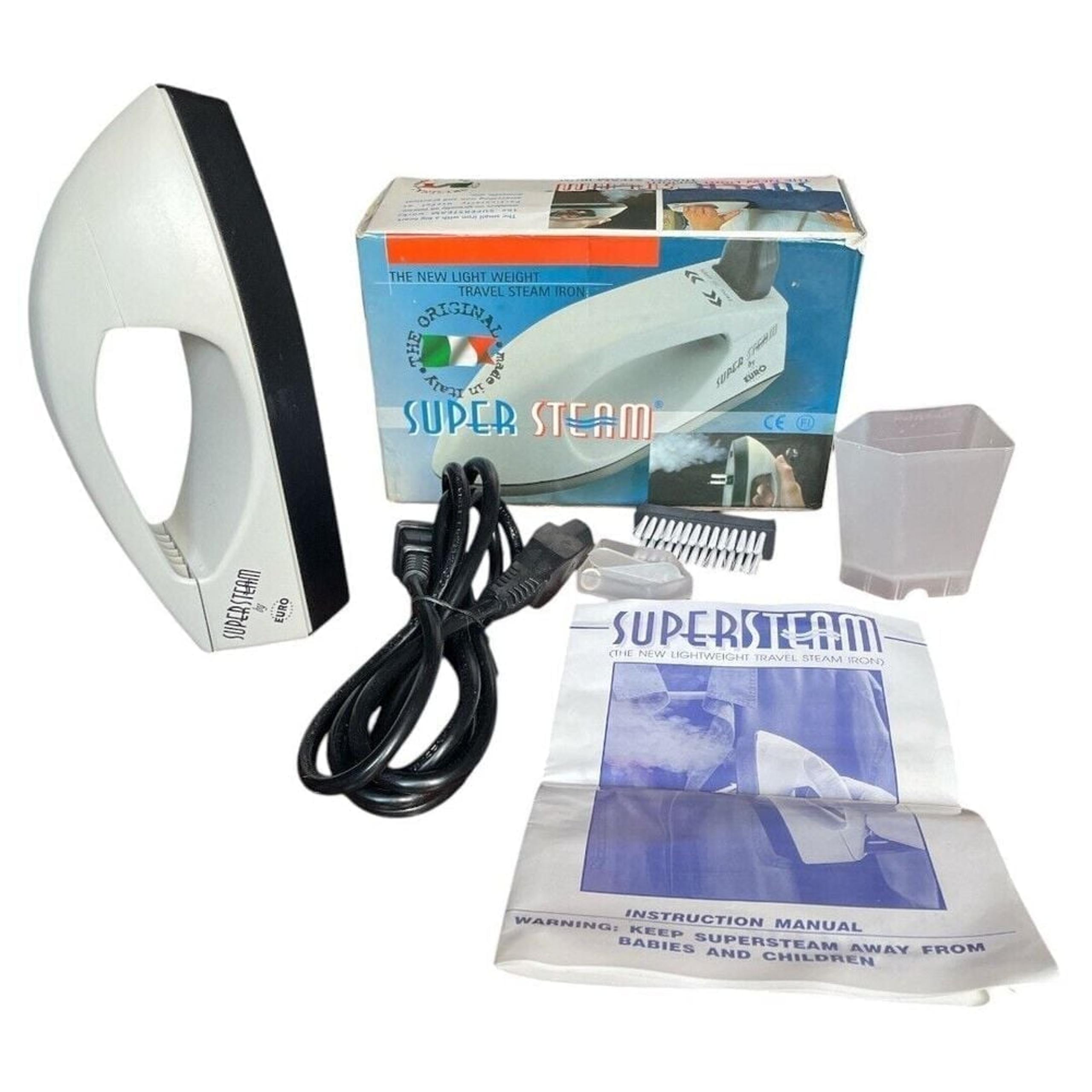Euro Super Steam Light Weight Travel Steam Iron Made Italy Box Instructions