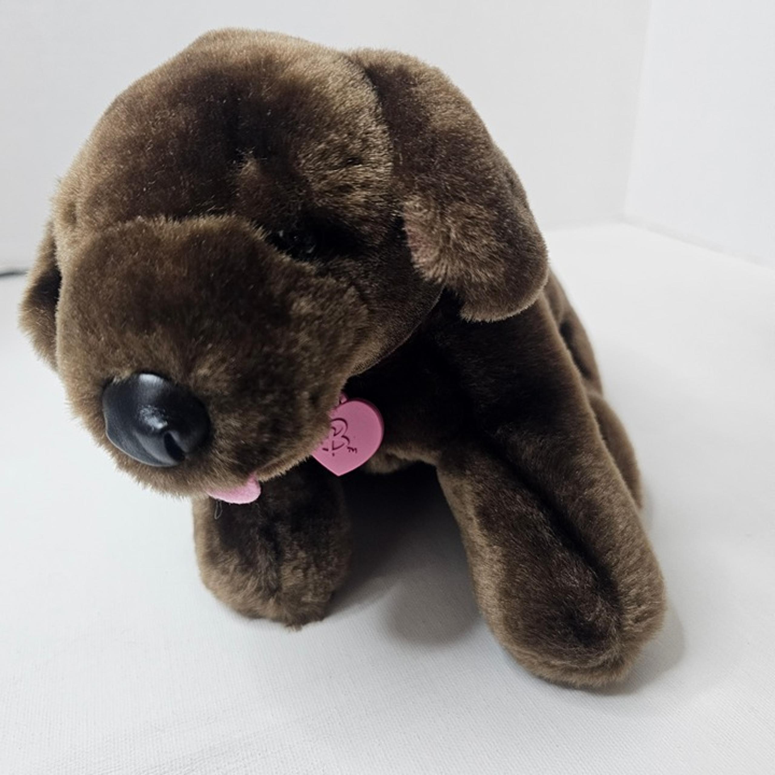 Mattel Barbie Brown Dog Plush Pink Heart Puppy Whining Barking Stuffed Animal