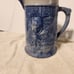 Vintage blue Grey pitcher with monks. Has flaws