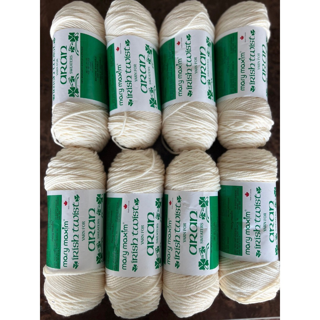 New Mary Maxim Irish Twist Aran Yarn (8) 3.5 oz Skeins Shade 106 100% Acrylic