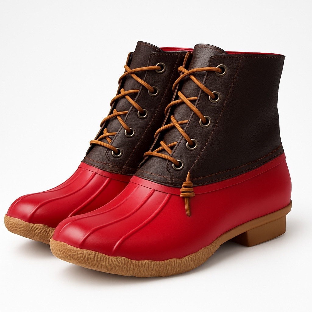 Sperry Saltwater Duck Boots Women 8.5 Leather Waterproof Red Rubber