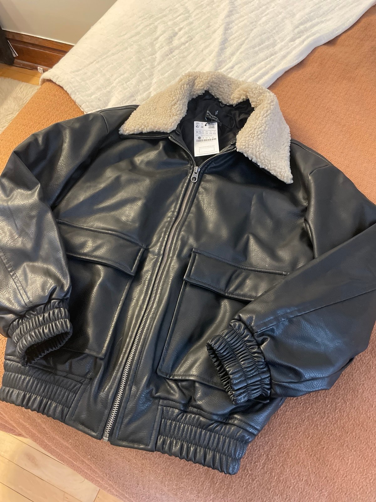 Women’s faux leather bomber jacket