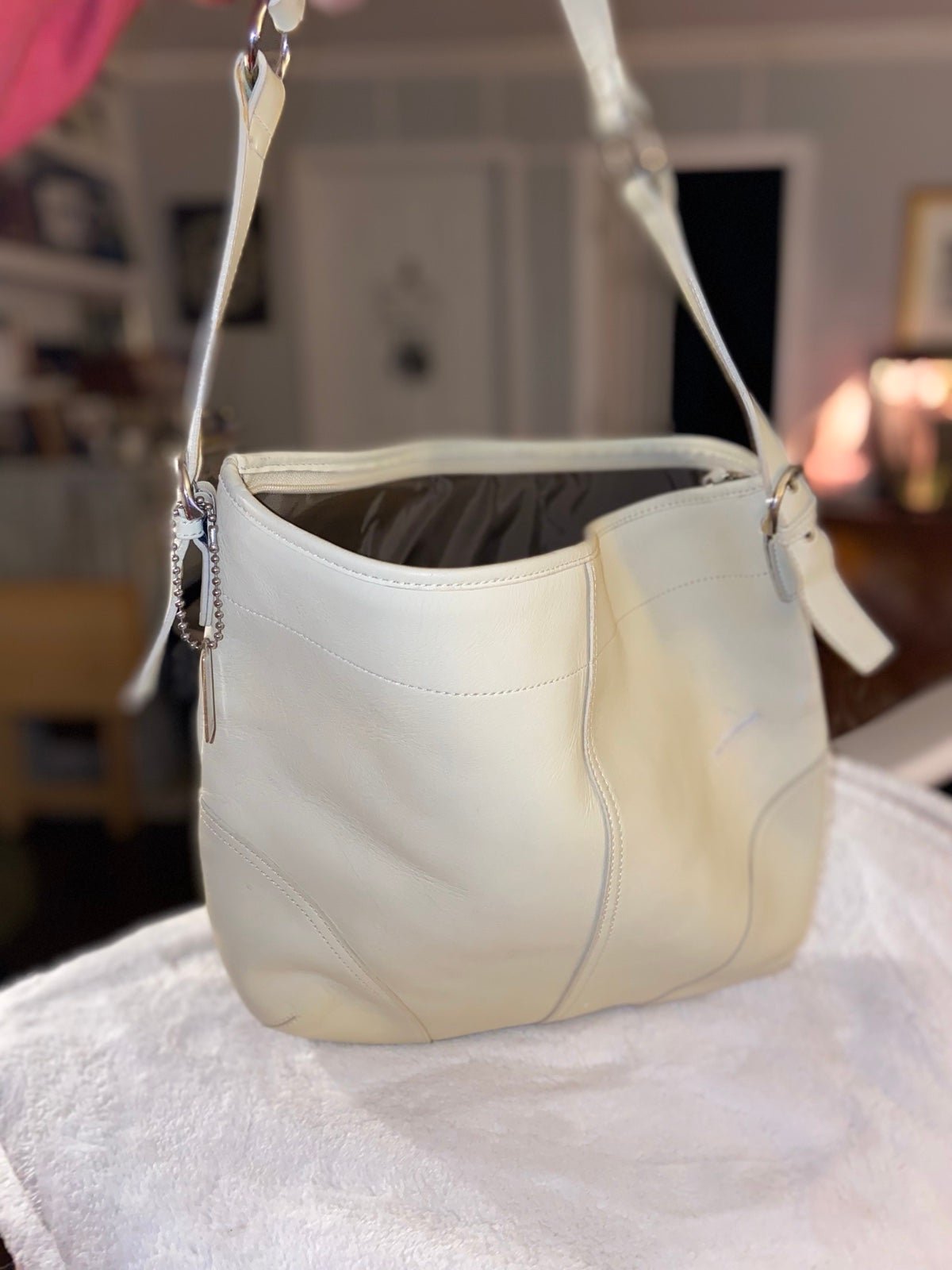 Coach Cream-Colored Leather Satchel