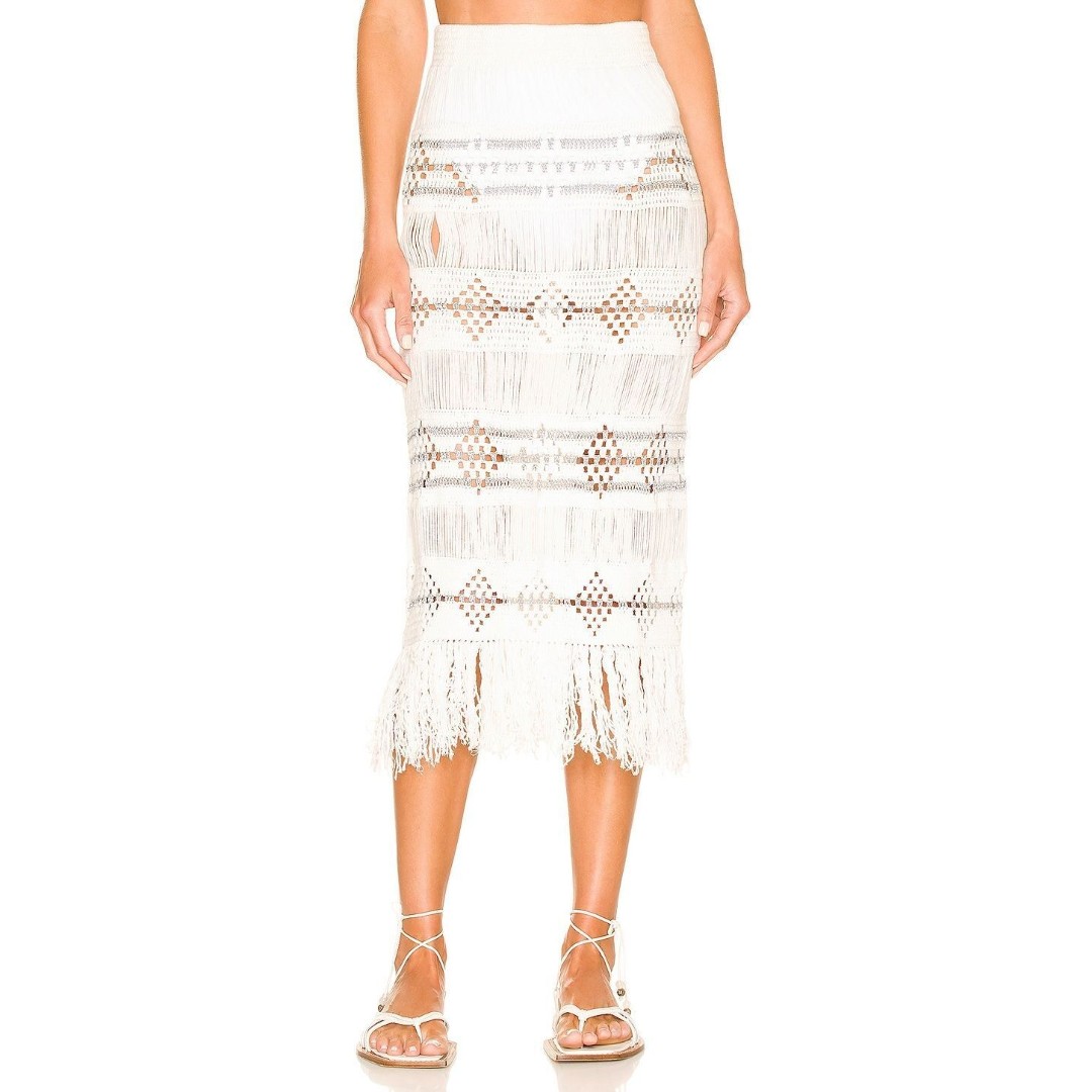 NEW MISA Los Angeles Rain Skirt in White Size S REVOLVE MSRP 290