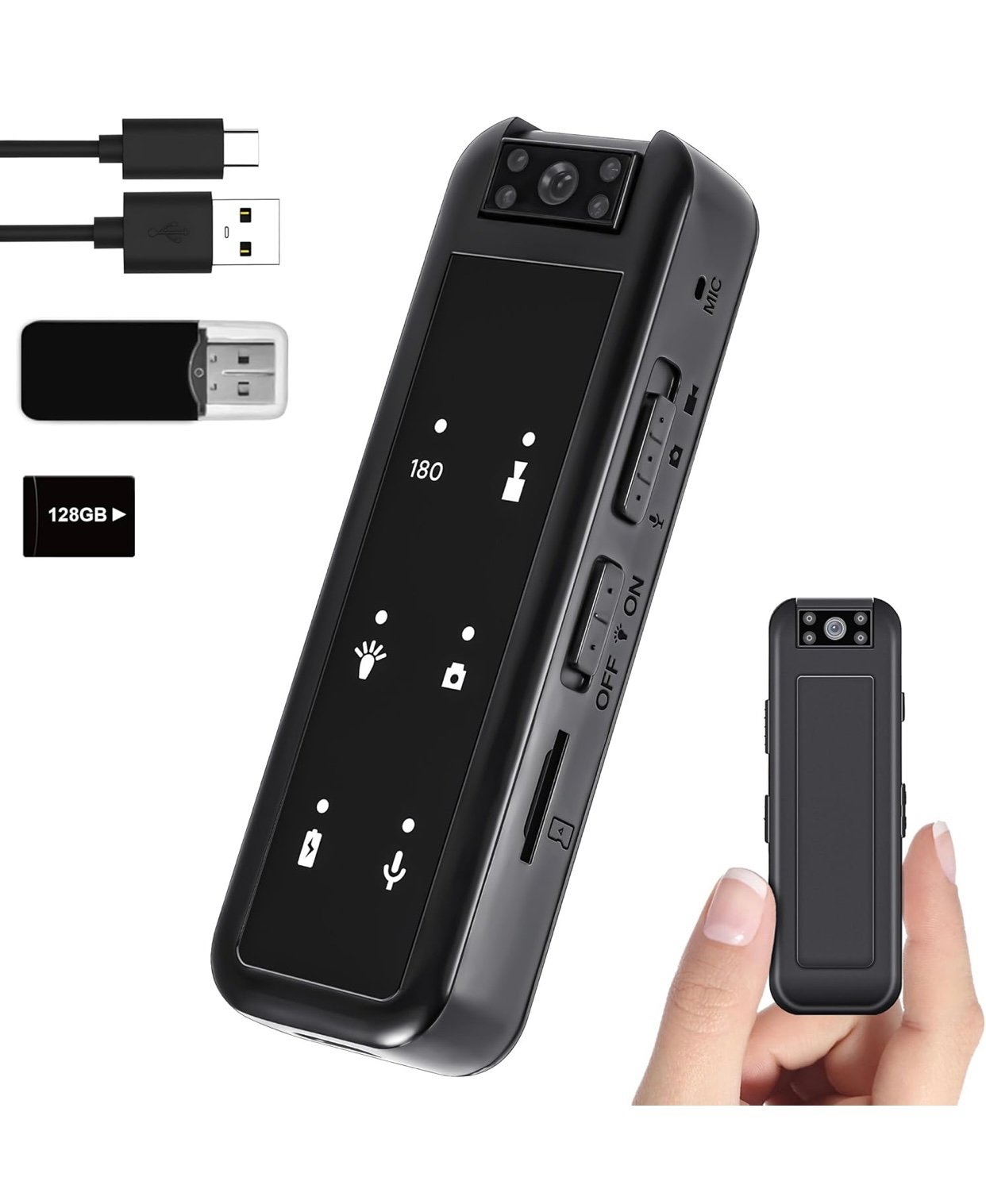1080P Mini Video Camera,128GB Mini Video Camera with Audio & Video Recording,