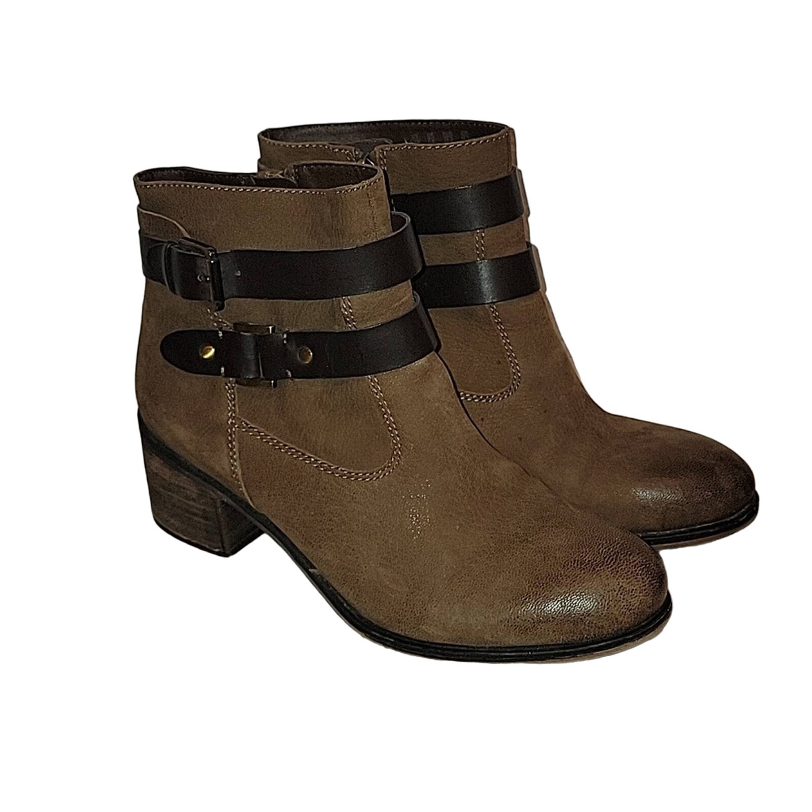 Franco Sarto Linden 2 Whiskey Suede Buckle Moto Booties, 9.5