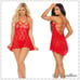 Red Lace Strappy Lingerie Babydoll & G-s