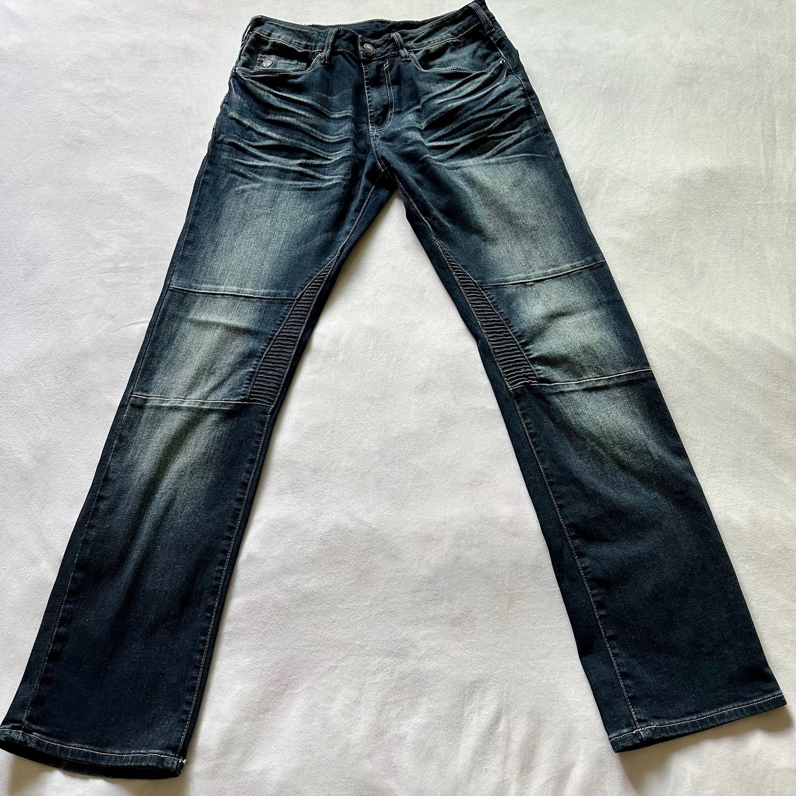 buffalo david bitton evan x dark wash moto jeans / sz 33