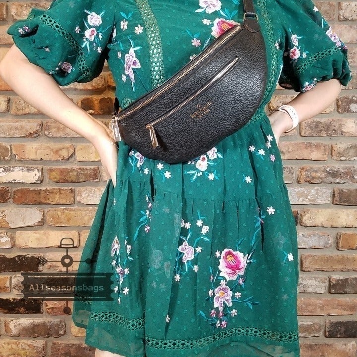 NWT Kate Spade New York Leila Leather Belt Bag Fanny Pack in Black LEATHER NEW