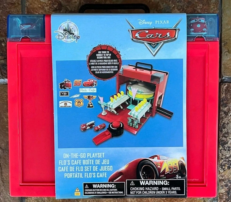 One Pixar Cars Flo's V8 Cafe On-the-Go Play Set Toolbox Case with Car