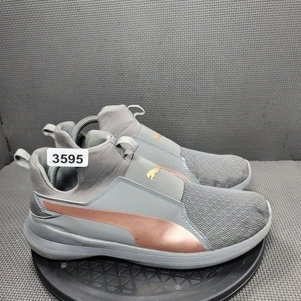 Womens Sz 10 Grey Puma Rebel Mid TT Mesh Athletic Shoes