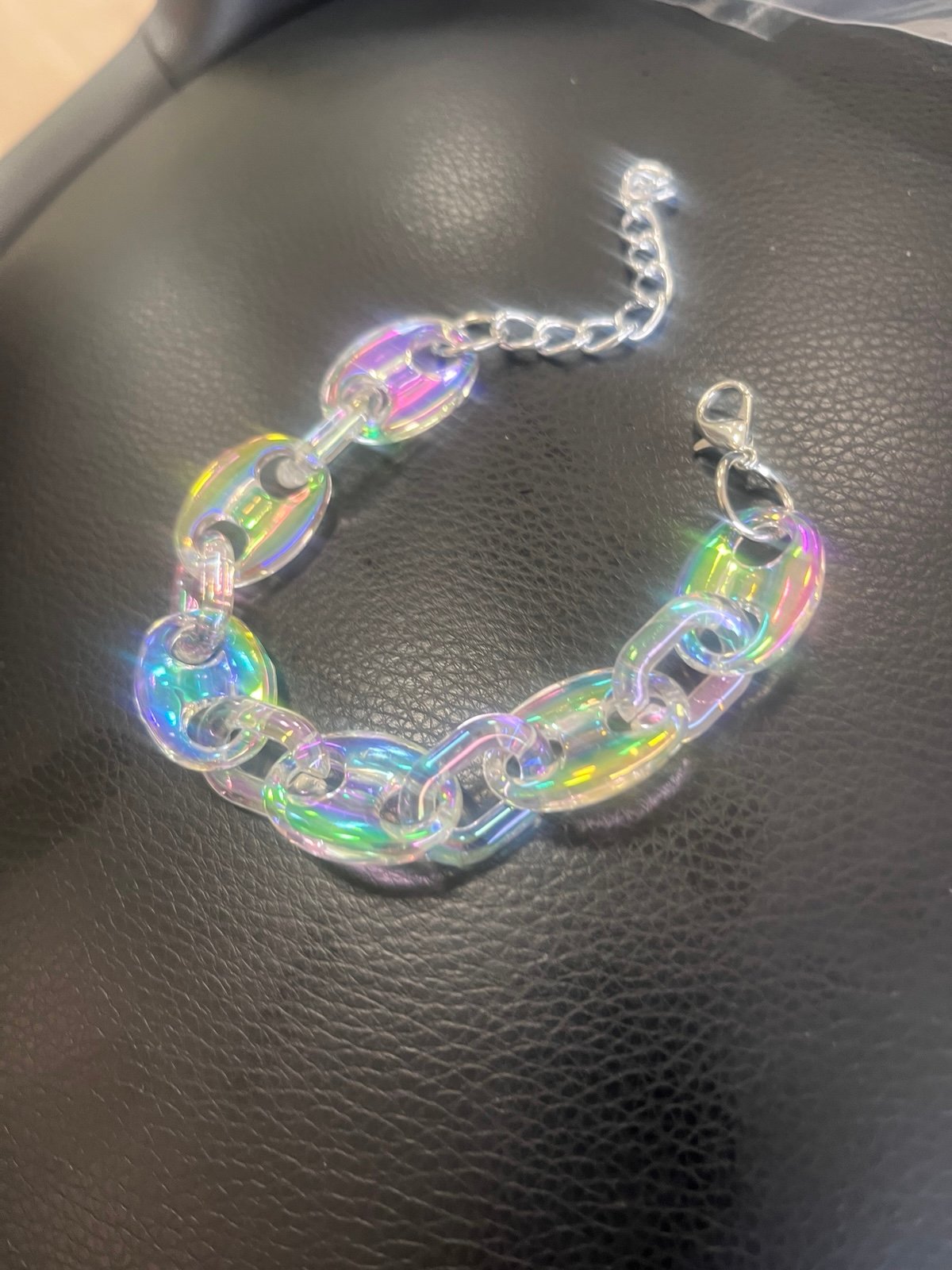 CLEAR RAINBOW CHROME HEARTS STYLE BRACELET