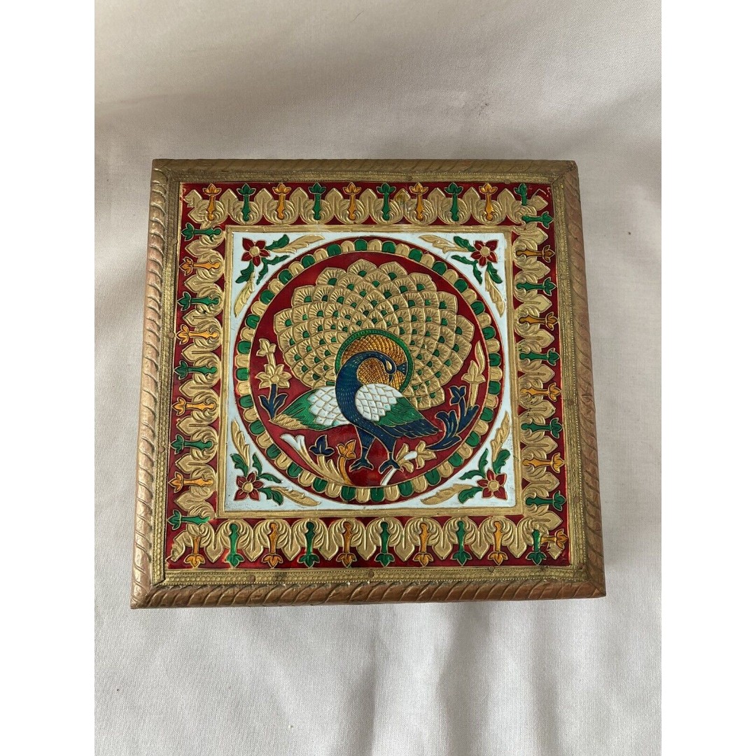 Indian Meenakari Wedding Peacock Decorative Dry Fruit Gift Box Wedding Favour