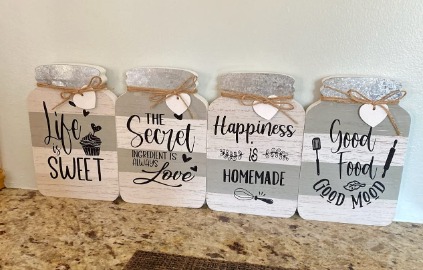 New Kitchen Wall Decor Mason Jar Set,Wooden Rustic Home Decor,Kitchen Sign
