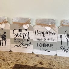 New Kitchen Wall Decor Mason Jar Set,Wooden Rustic Home Decor,Kitchen Sign