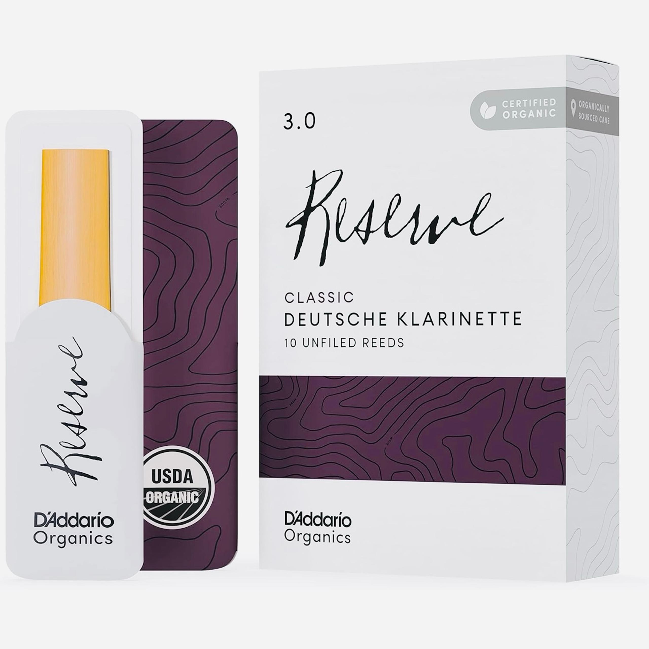 D'Addario Organic Reserve Classic Deutsche Klarinette Reeds Strength 3.0 10 Pack